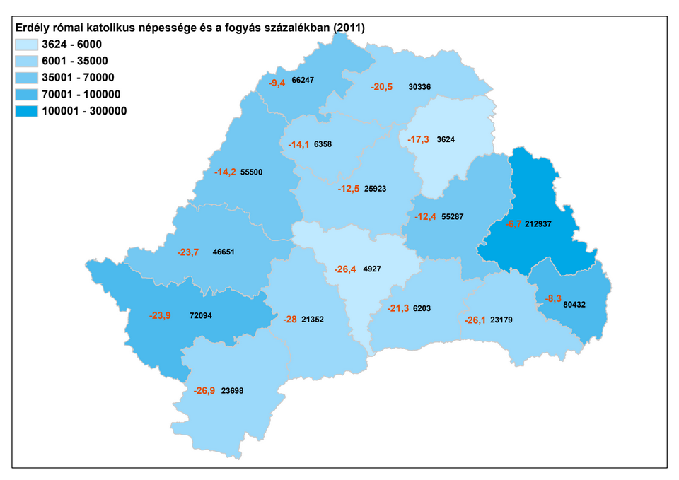 Erdély római katolikus népessége 2011